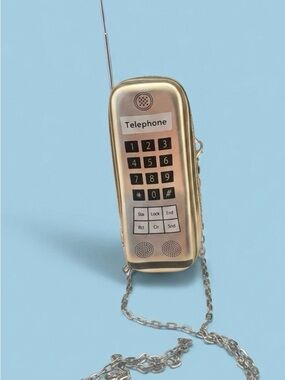 Retro Gold Telephone Novelty Crossbody Bag